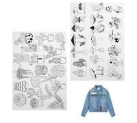 Generisch Patrón de bordado soluble en agua - Juego de papel de transferencia dissolvable, suministros de patrones de bordado a mano, plantillas de tela de seda de lino de algodón fáciles de usar, kit
