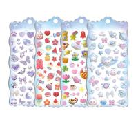 Generisch Pegatinas 3D, hojas de pegatinas de dibujos animados de 4 piezas, pegatinas en relieve, para niños, niñas, niños pequeños, actividades, viajes, Halloween, avión, álbum de recortes