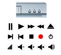 Generisch Pegatinas con símbolos para reproductor de DVD, CD, vídeo, MP3, reproductor de casete, Play Pause Stop Rewind (Rt95/3) (5 mm)