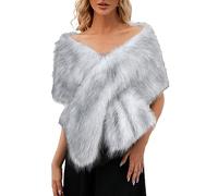 Generisch Pelador de fideos para mujer, con conocimiento superficial, cuello envolvente, encogimiento de hombros, poncho, boda, cena, para mujeres y niñas, bufanda de fibra natural, gris, Talla única