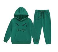 Generisch Pelele Niños Niños Niñas Manga Larga Dibujos Animados Estampados Cálida Sudadera Sudadera Tops Pantalones Niños Trajes Chándal Camiseta de Manga Larga Hombre Azul, Verde oscuro., 3-4 años