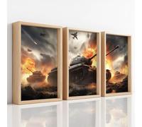 Generisch Película militar lienzo grande 29,7 x 42 cm - Decoración Salón cuadros colgar sala de estar decoración de pared cuadro cuadro campo de batalla tanques avión de combate historia juego