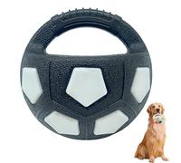 Generisch Pelota de calmante para perros con mango, juguete con forma de pelota de fútbol para mascotas, juguete interactivo para jugar al aire libre, para uso en interiores y exteriores (negro)