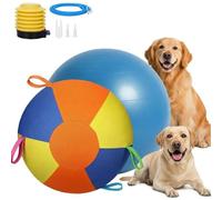 Generisch Pelota para perros, juguete inflable duradero y resistente al masticable con mango resistente, pelota de ejercicio y entrenamiento para pastores australianos, collies, perros M/L (45 cm)