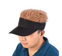 Generisch Peluca de gorra de béisbol, novedosa gorra de visera de pelo con púas para hombre y mujer, color caqui, negro, a elegir, regalos de cumpleaños para familia, amigos, colegas, café