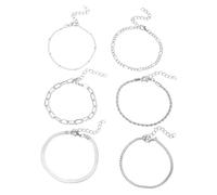 Generisch Pequeña caja de joyería simple para mujer, conjunto de pulseras de metal con 6 cadenas de varias capas, combinación de colgantes modernos y elegantes ganchos para pendientes para hacer joyas