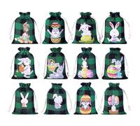 Generisch Pequeñas bolsas de lino de Pascua, con cordón de Pascua, 12 unidades, pequeñas bolsas con cordón para joyas, bodas, fiestas, shower, bolsas de regalo, verde, Ver descripción