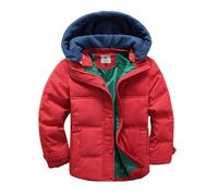 Generisch Pequeñas Crianças Bebé Invierno Cálida Manga Larga Chaqueta Ropa Exterior Abrigos Capucha Desmontable Ropa Acolchada Chaleco de Obrero Infantil, rojo, 7-8 años