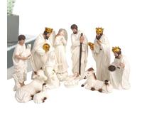 Generisch Pequeñas figuras de belén - Decoración de escritorio de Navidad de resina - Belén en miniatura | Para el hogar, oficina, sala de estar, dormitorio, iglesia, coleccionista, chimenea, repisas