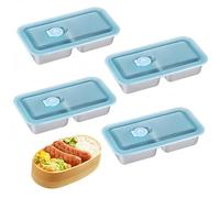 Generisch Pequeños recipientes para salsas con | pequeñas cajas de aliño para ensaladas | 4 vasos de acero inoxidable a prueba de fugas para restaurante, escuela, servicios de entrega, camping