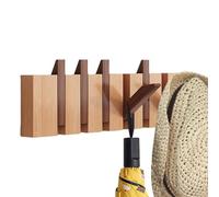 Generisch Perchero de pared de madera - Percha estilo piano con 6 ganchos plegables | Estante de entrada para abrigos, bolsos, sombreros, paraguas, ahorro de espacio, duradero y decoración de oficina
