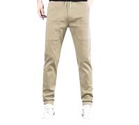 Generisch Performance - Pantalones elegantes para hombre, corte ajustado, cómodos, prácticos, para negocios, ocio, pijama, pantalones para hombre, extra largos, #4-caqui, XXL