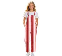 Generisch Peto a rayas sin mangas con bolsillos para pantalones informales con tirantes en un diseño cómodo para - perfecto para el día a día, rojo, 5-6 años