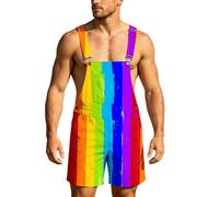 Generisch Peto corto para hombre, arco iris LGBTQ, disfraz del orgullo CSD Christopher Streetwear, multicolor, mono cargo corto, para fiesta, festival, desfile, carnaval, carnaval, A002 Multicolor, M