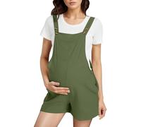 Generisch Peto de embarazo corto para mujer, mono de maternidad, mono de algodón suelto, con correa de hombro ajustable, ropa de maternidad, ropa de un solo color, ropa holgada, ropa ligera