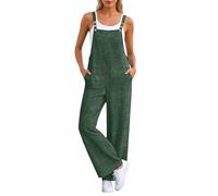 Generisch Peto para mujer como mono con pierna ancha, un mono informal con aspecto de lino para paseos por la ciudad o jardinería relajada., Style_z03 Verde, S