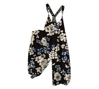 Generisch Peto para mujer, estilo bohemio, largo, mono de pierna ancha, monos florales, tirantes ajustables, una pieza, oversize holgado, mono de verano, informal, holgado, para playa y vacaciones