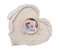 Generisch Piedra sepulcral para perros, piedra de jardín conmemorativa, piedra de cementerio en forma de corazón, con marco de fotos, recuerdo de compasión, decoración de jardín