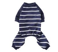 Generisch Pijama cálido con mangas para mascotas de algodón suave con sutiles patrones de rayas ajuste cómodo para un sueño reparador (azul, L)
