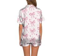 Generisch Pijama corto para mujer de manga corta con estampado de fresa para, dulce y cómodo, Rosa., S