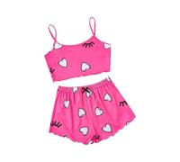 Generisch Pijama corto para mujer, pijama de manga corta, conjunto de pijamas para mujer, conjunto de pijamas, camisas, ropa de dormir, lencería con bonito estampado de ensalada, top y pantalones