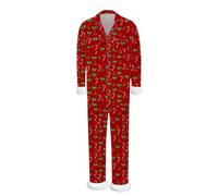 Generisch Pijama de rizo para hombre, invierno, manga larga, para festival, ropa de dormir con ropa para papá e hija, Rosa intenso., L