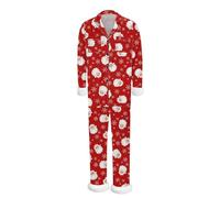 Generisch Pijama de rizo para hombre, invierno, manga larga, para festival, ropa de dormir con ropa para papá e hija, Vino, L