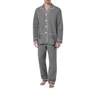 Generisch Pijama de satén de seda para hombre, 2 piezas, conjunto largo, ropa de dormir, ropa de dormir, camisa de satén, pantalones de pijama de dos piezas, conjuntos de pijama, ropa de salón, S01