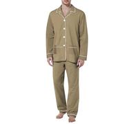 Generisch Pijama de satén de seda para hombre, 2 piezas, conjunto largo, ropa de dormir, ropa de dormir, camisa de satén, pantalones de pijama de dos piezas, conjuntos de pijama, ropa de salón, S01