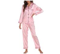Generisch Pijama elástico de satén para mujer, estilo hogareño, en color Ding, bata, tallas grandes, Rosa claro., S