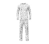 Generisch Pijama familiar a juego con estampado de Doodle, ropa de salón acogedora para el hogar, para padres e hijos, pijama de vacaciones, ropa familiar, Blanco, L