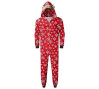 Generisch Pijama familiar de Navidad para papá con estampado a cuadros de gran superficie, manga larga, suave, para un ambiente festivo informal, rojo, XL