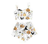 Generisch Pijama largo para mujer, pijama largo para Halloween, manga larga, traje de casa, invierno, ropa de dormir, ropa de dormir, ropa de dormir para mujer, conjunto de pijamas de 3/4 largo, corto