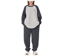 Generisch Pijama largo para mujer, ropa de dormir para hombre y mujer, ropa de dormir para invierno, pijamas de franela, cálido, suave, pijama de invierno, cárdigan, gris, L