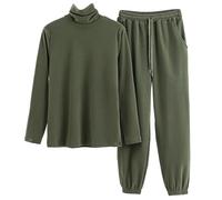 Generisch Pijama para hombre, conjunto de pijamas de cuello alto + pantalones largos, pijama, ropa de dormir de dos piezas, leggings suaves, conjuntos de salón, traje cálido, otoño e invierno