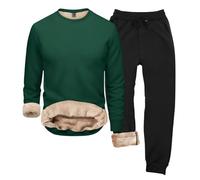 Generisch Pijama para hombre de forro polar, conjunto de dos piezas, ropa interior de dormir térmica, loungewear, casa, cálido, invierno, con forro de peluche, ropa de dormir gruesa, termopulover para