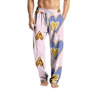 Generisch Pijama para hombre La Pantalones para hombre con estampado colorido material similar al algodón y cuello de solapa. Camisetas para hombre, Lp3, XL