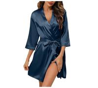 Generisch Pijama para mujer, cami, ropa interior, seda de hielo, vestido de playa, cuello en V, camisón transpirable, sexy, pijama de verano, ligero, ropa de descanso, traje de casa, bata cómoda, O