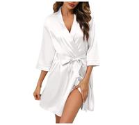 Generisch Pijama para mujer, cami, ropa interior, seda de hielo, vestido de playa, cuello en V, camisón transpirable, sexy, pijama de verano, ligero, ropa de descanso, traje de casa, bata cómoda, O