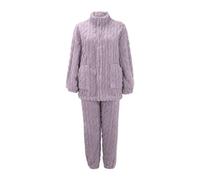 Generisch Pijama para mujer Fuzzy Kuschelig Hausanzug Sets Zweiteile U-Ausschnittr Flanell Fleece Loungewear Winter Warm Kuschelanzug Langärmlig Schlafanzüge Homewear Thermoanzug Freizeitanzug, morado