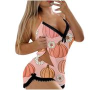 Generisch Pijama para mujer, ropa de dormir de 2 piezas, juego de dos piezas, conjuntos de pjs de tirantes finos, ropa de dormir, pijama de punto gofre, ropa de salón, satén, sexy, conjunto de pijama