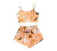 Generisch Pijama para mujer, ropa de dormir de dos piezas, ropa de dormir de verano, sexy, ropa de dormir corta, sin mangas, lencería, camisón, ropa de salón, monocolor, ropa de dormir, Pajamas B3