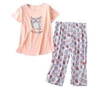 Generisch Pijama sexy para mujer, conjunto de pijama de manga corta con pantalones cortos, ropa de noche a cuadros, pijama corto, ropa de dormir de algodón, Pajamas B1-naranja, XL