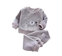 Generisch Pijamas Niños Gruesos Niños Pequeños Invierno Fuzzy Fleece Niños Niñas Coral Terciopelo Niñas Conjunto de Ropa de Hogar para Niños, gris, 12-18 meses