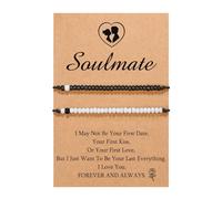 Generisch Pinky Promise Pulsera a juego para parejas, alma gemela, hombre, relaciones a larga distancia, regalos para mujeres, hombres, él, ella, dulce pareja regalo pulsera de cuero amarillo, talla