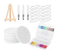 Generisch Pintura de tela 3D - Kit de suministro de arte hinchado, papel de espuma de corazón o redondo, marcadores de colores y cadenas de perlas, herramientas manuales con textura | Actividades para