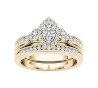 Generisch Piscina infantil dos anillos corazón fuera anillo mujeres compromiso pulsera anillos, 9, Metal, Sin piedras preciosas