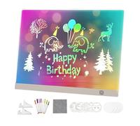 Generisch Pizarra de notas LED, fuente de alimentación USB, se puede limpiar en seco, educativa, para niños, con luces de colores, para escribir, pintar en casa, escuela, clase, oficina, regalo de