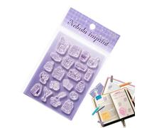 Generisch Planificador de sellos de silicona transparente con mango acrílico - Juego de sellos - para leer, estanterías, crear cuadernos, tarjetas de planificación, álbumes de fotos, sobres, bri