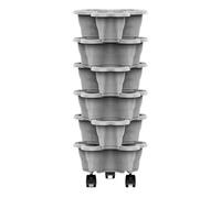 Generisch Plantador vertical - Torre de cultivo de fresa de 1200 g con macetas, apilable ABS con 6 niveles y ruedas para uso en interiores y exteriores, hogar, balcón, terraza, jardín, cama, jardín